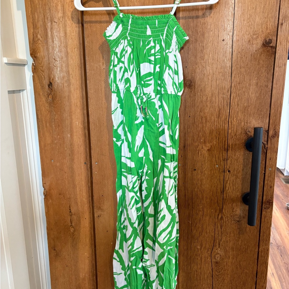 Lilly Pulitzer Green and White Leaf Print Romper